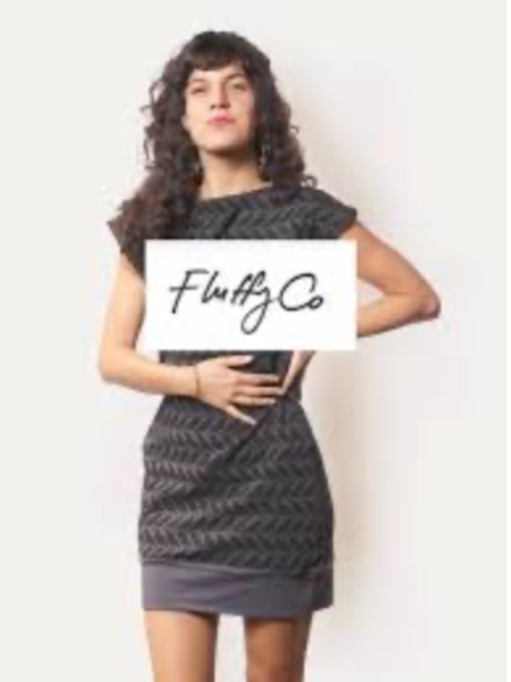 FluffyCo Hemp Organic Cotton Mod Shift Dress Gray Birds on a Branch Pockets M